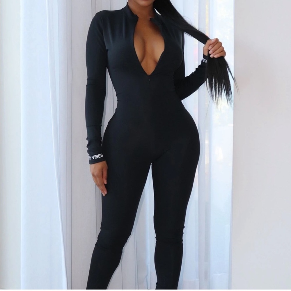 Fashionnova Vibes Black Long Sleeve Jumpsuit